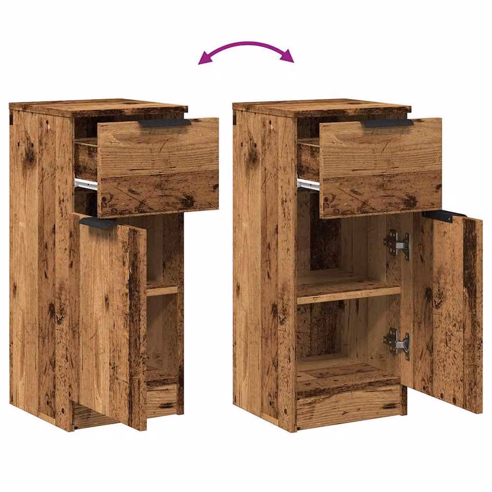 Berkfield Home Set of 2 Rustic Old Wood Sideboards in Brown, W/D/H: 30 x 30 x 70 cm – 4