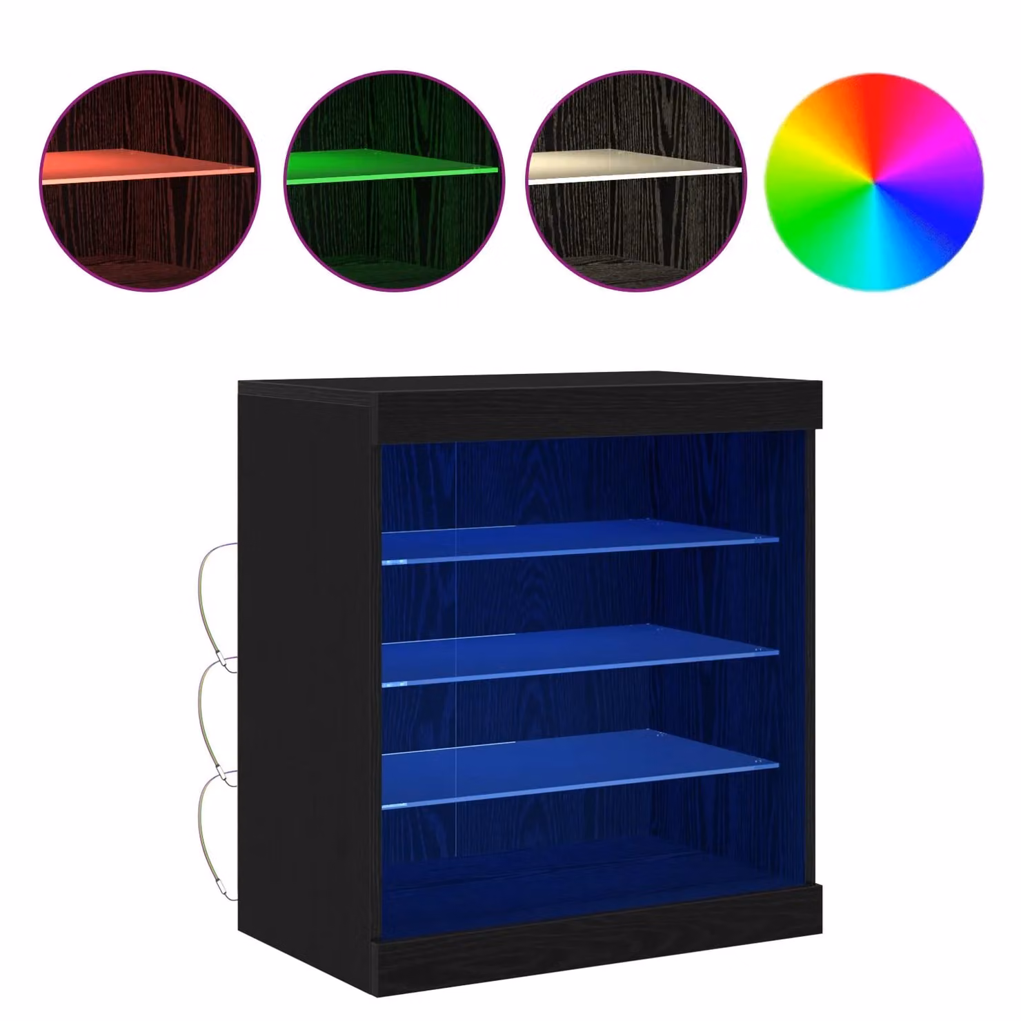 Berkfield Home Modern Black Oak Sideboard with Integrated LED Lights W/D/H: 60.5 x 37 x 67 cm – 3
