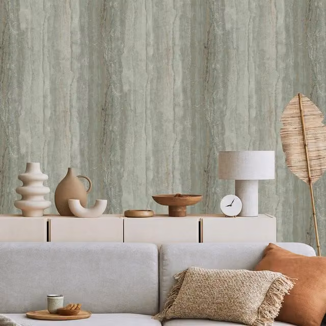 Debona Abstract Modern Metallic Marble Wallpaper in Green, Gold, Grey and Blue