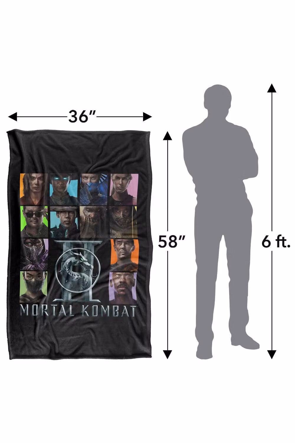 Warner Bros. Mortal Kombat 2 Character Squares Silky Touch Super Soft Fluffy Polyester Throw Blanket, Multicolour, Extra Large – 3