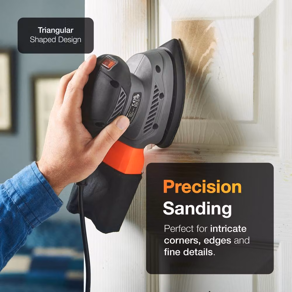 MasterWorx Electric Detail Sander with Dust Collector, 13000RPM, Grey – 2