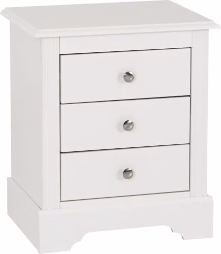 Seconique Stratford 3 Drawer Bedside Table in White, W/D/H: 38 x 15 x 58.5 cm – 1