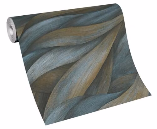 Erismann Casual Chic Leaf Waves Non-Woven Wallpaper in Blue and Dark Green – 3