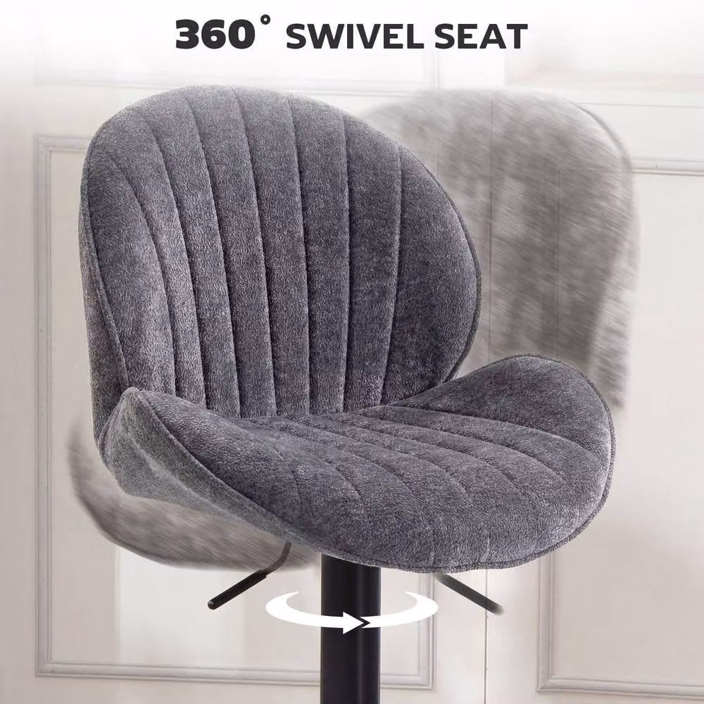 STILVORA Set of 2 Grey Swivel Bar Stools with Adjustable Height – 7