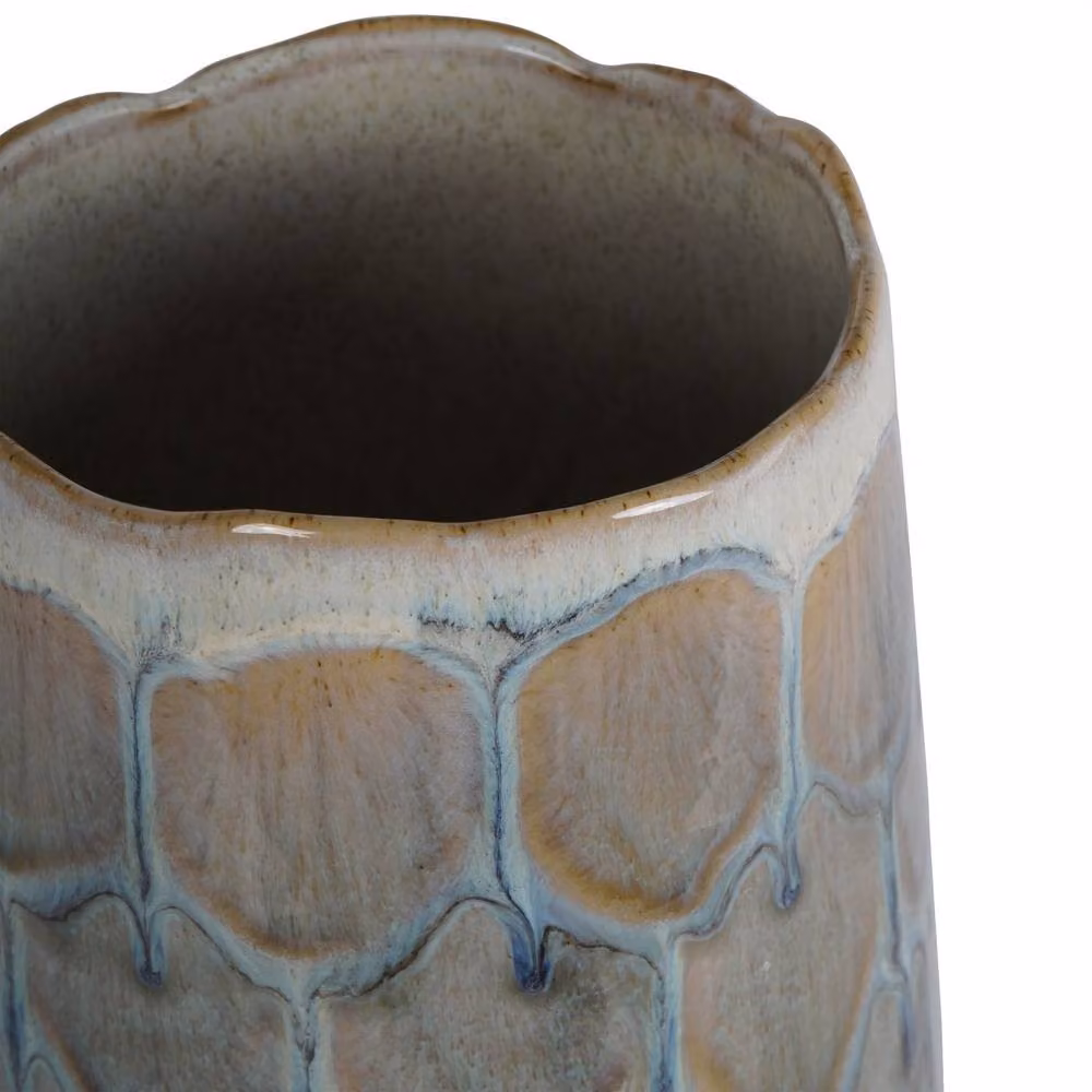 Libra Interiors Armadillo Azure Ceramic Tabletop Vase in Grey and Blue – 3