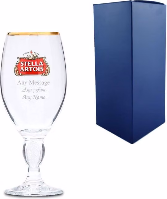 Uniqueful Personalised Engraved Stella Half Pint Beer Glass, 100ml, Clear
