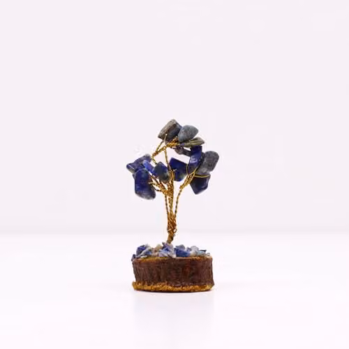 KDMD Mini Sodalite Gemstone Tree with Wood Base in Blue