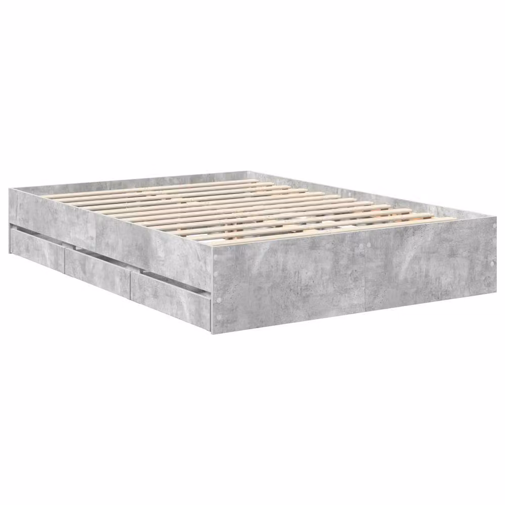 Berkfield Home Modern Bed Frame with Drawers in Concrete Grey, Engineered Wood, W/D/H: 140 x 200 cm – 2