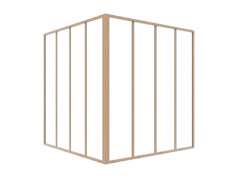 Vente-unique Double Thermolacquered Aluminium Corner Workshop Window in Brown, W: 120 cm, D: 120 cm, H: 130 cm
