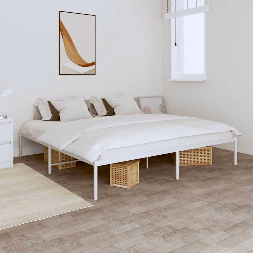 Berkfield Home Metal Bed Frame in White, W/D/H: 180 x 200 cm – 2