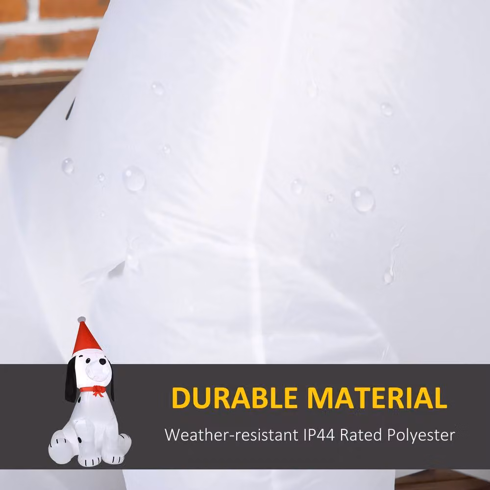 STILVORA Inflatable Christmas Dog Decoration with LED, White, Height: 190 cm – 5