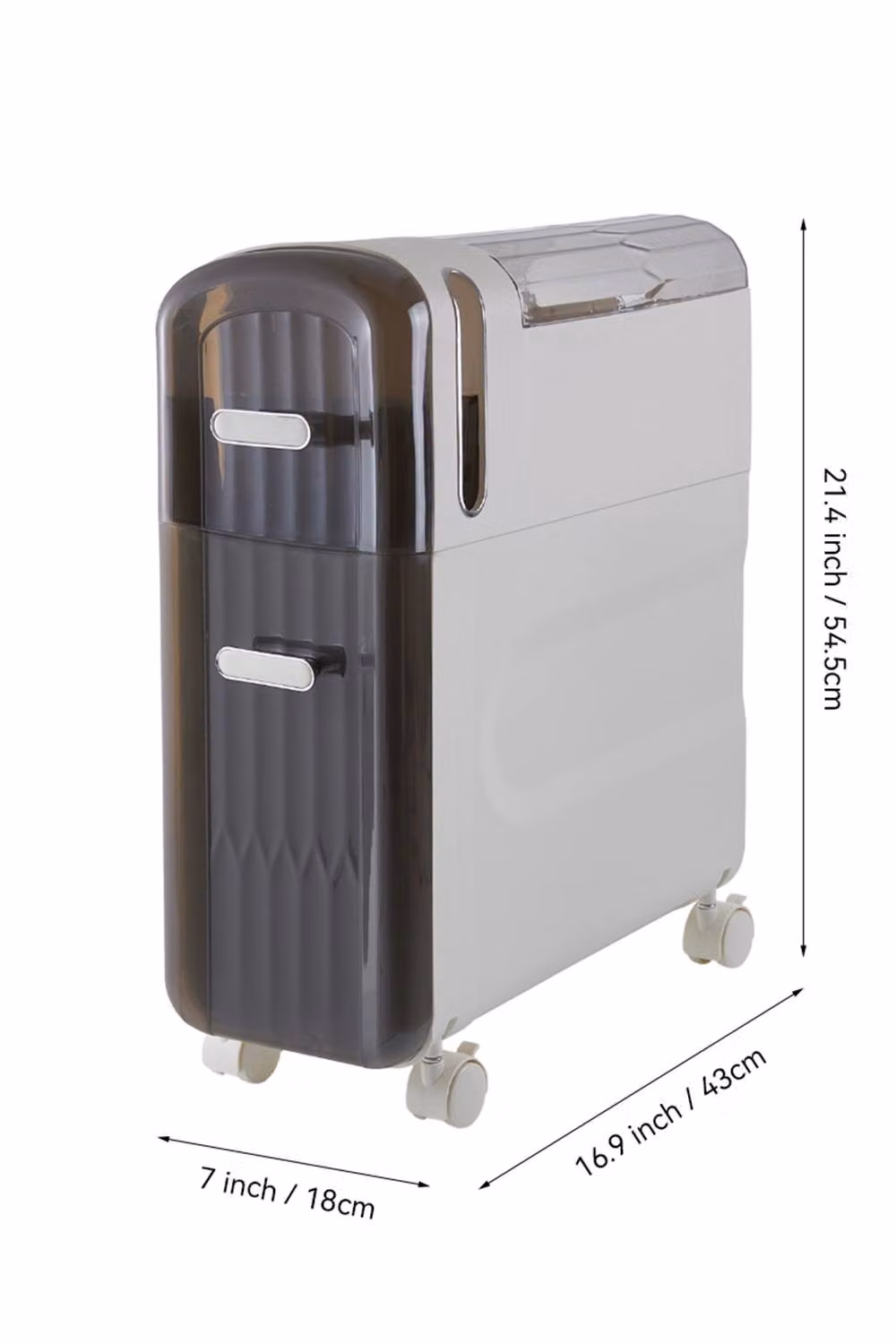 Living and Home Slim 2-Tier Rolling Narrow Storage Cabinet with Drawers in White – 6
