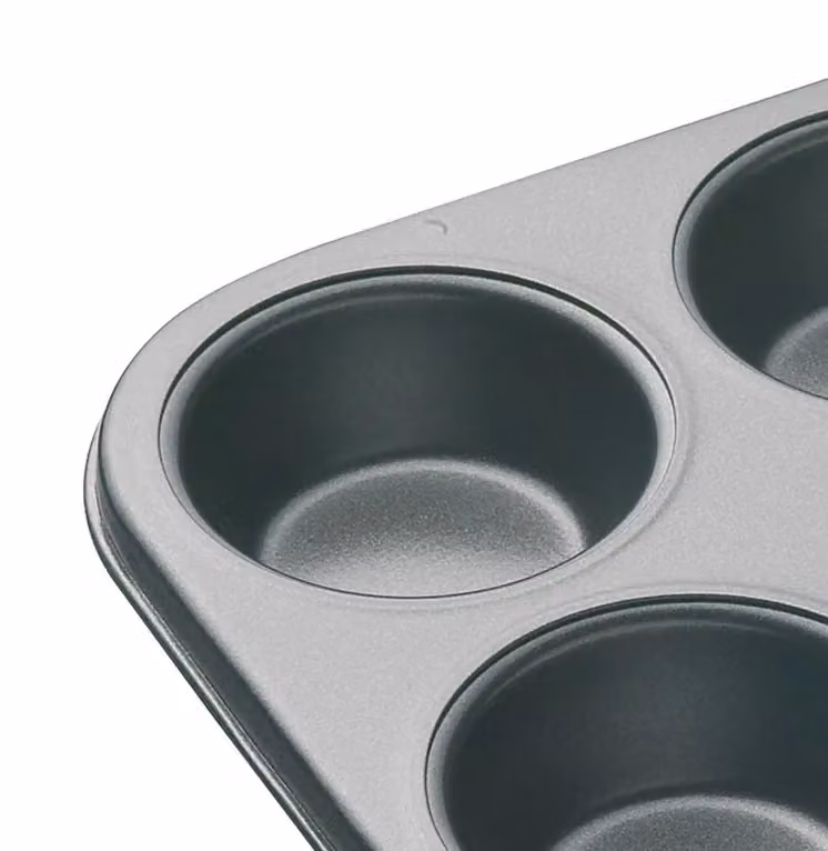 MasterClass Non-Stick 6 Hole Carbon Steel Muffin Tray in Silver – 6