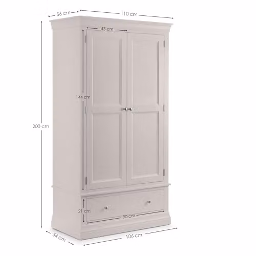 Julian Bowen Clermont 2 Door Wardrobe with Drawers, White, H199.5 x W110 cm – 2