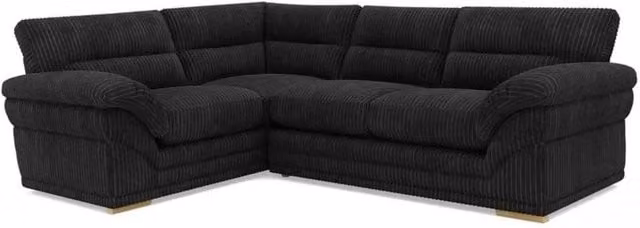 Bliss Furniture Amalfi Claude Right Hand 2 Piece L-Shape Corner Sofa in Black Fabric