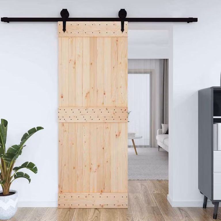 Berkfield Narvik Solid Wood Pine Door in Brown, W: 85 cm, H: 210 cm