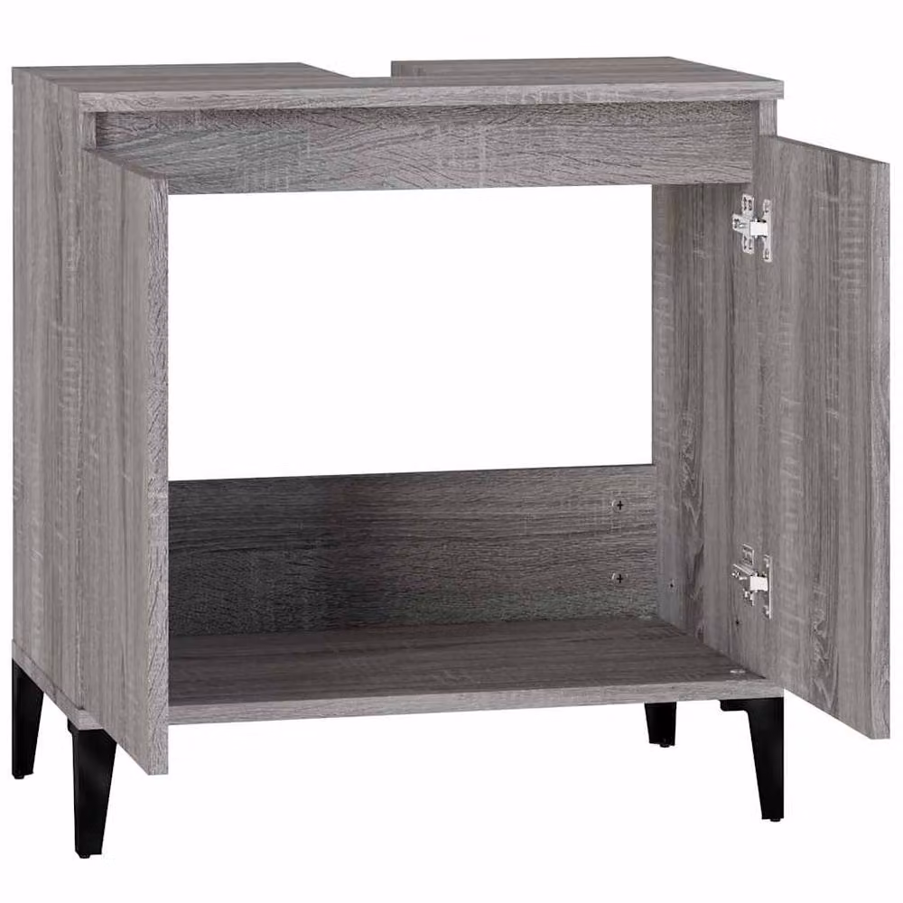 Berkfield Home Grey Sonoma Freestanding Bathroom Sink Cabinet W/D/H: 58 x 33 x 60 cm – 4