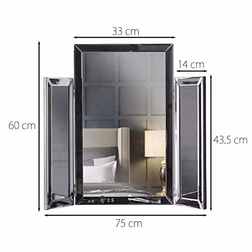 IceCreamLiving Paloma Grey Desktop Tri-Fold Bevelled Design Vanity Mirror – 5