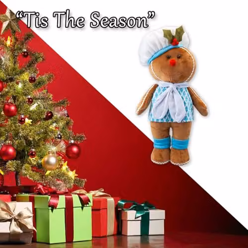 VFM e-Store Christmas Standing Gingerbread Decoration, Blue and Multicolour, H 57 cm x W 32 cm x D 32 cm – 6