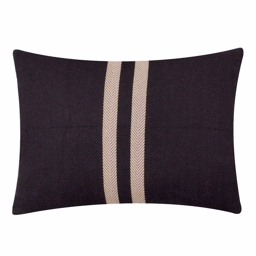 Yard Benton Striped Rectangular Woven 100% Cotton Cushion in Black – 2