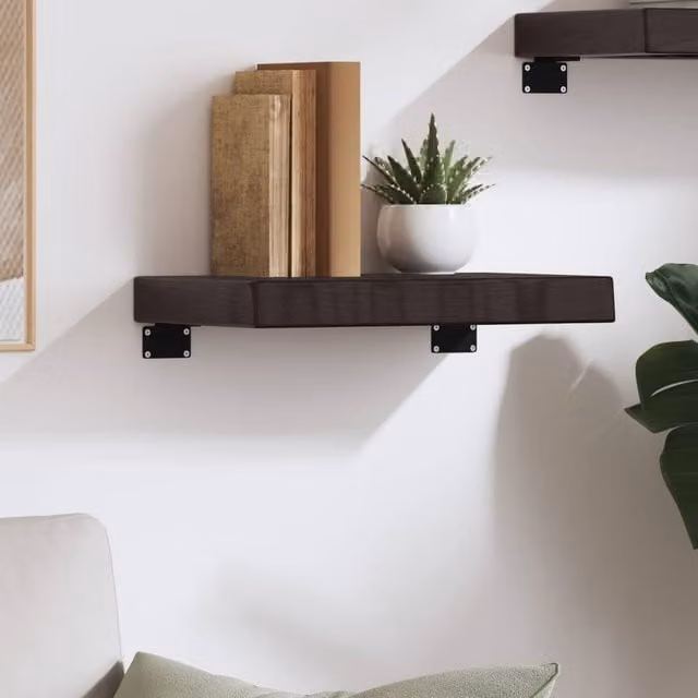 Berkfield Home Beautiful Wall Shelf in Dark Grey, Made from Treated Solid Oak Wood, W/D/H: 40 x 30 x 30 cm – 1