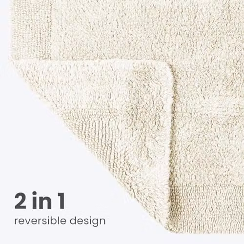 Allure Bath Fashions Reversible Heavyweight Cotton Bath Mat, W: 53 cm, D: 85 cm, Red/Beige – 2