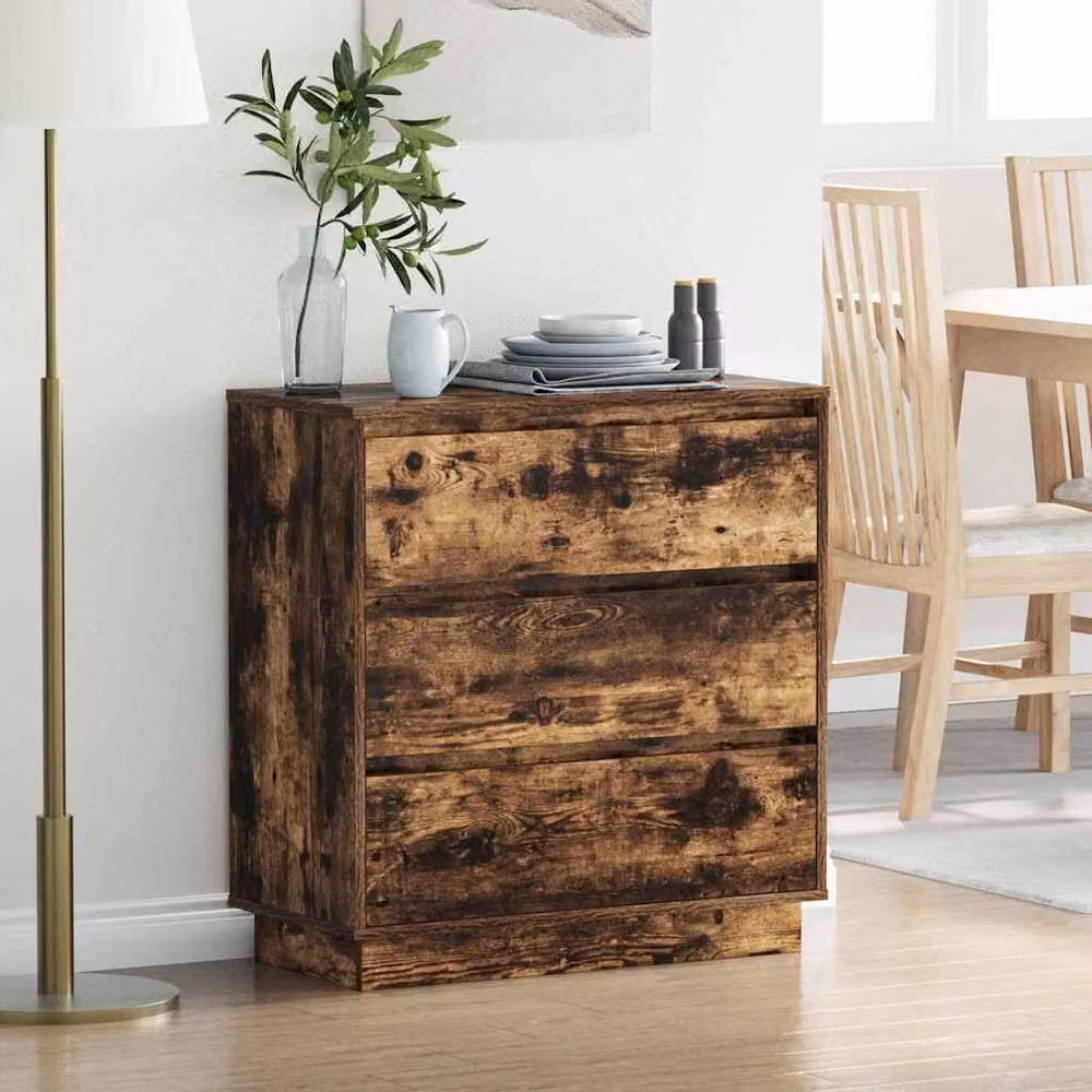 Berkfield Home Modern Bedside Cabinet with Integrated LED Lighting in Smoked Oak Brown, W/D/H: 71 x 34.5 x 75 cm – 2