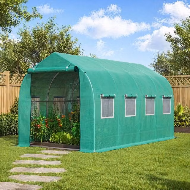 STILVORA Green Walk-In Polytunnel Greenhouse with Windows and Door, W/D/H: 4 x 2 x 2 m