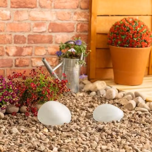 ValueLights Set of 2 Clear Solar Powered Pebble LED Outdoor Decorative Lights – 4