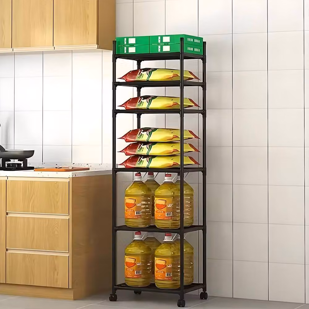 SPETLEK 6-Tier Rolling Storage Rack in Matt Black, W/D/H: 32 x 32 x 170 cm – 4