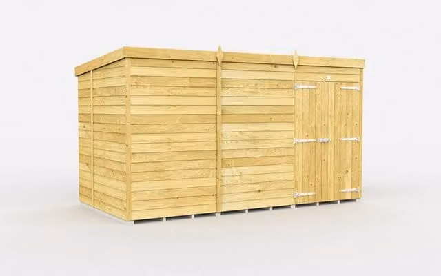 Buttercup Farm Brown Pent Shed with Double Doors and No Window, L214 x W358 x H201 cm
