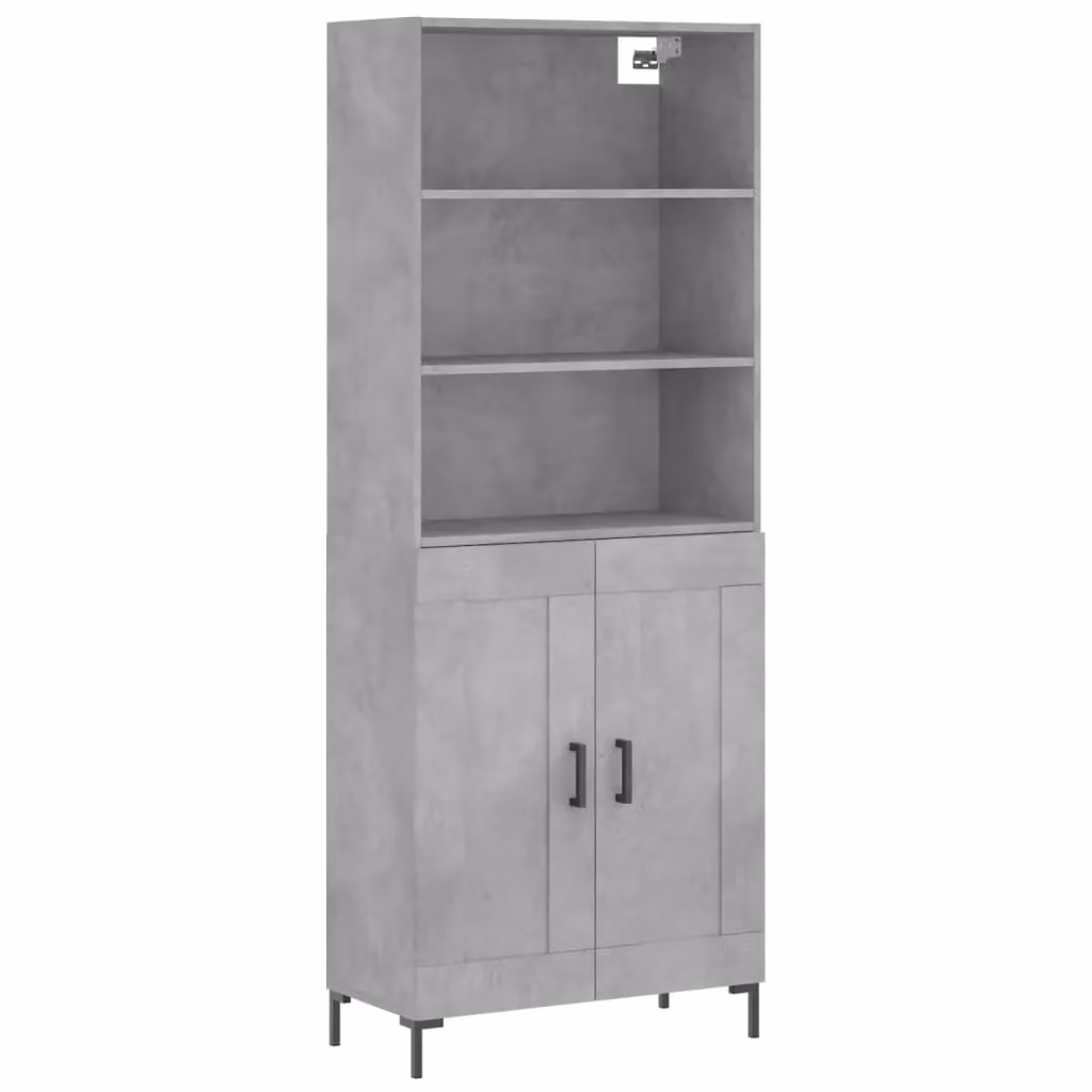 Berkfield Home Modern Highboard in Concrete Grey, W/D/H: 69.5 x 34 x 180 cm – 2