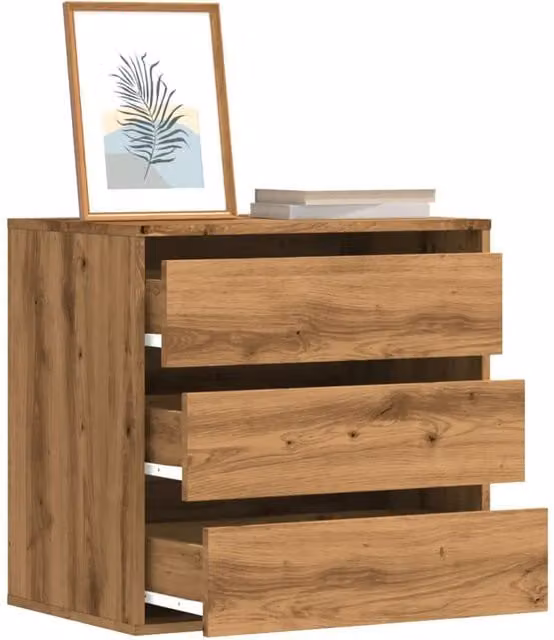 Berkfield Home Artisan Oak Corner Chest of Drawers in Brown, W/D/H: 60 x 41 x 58 cm
