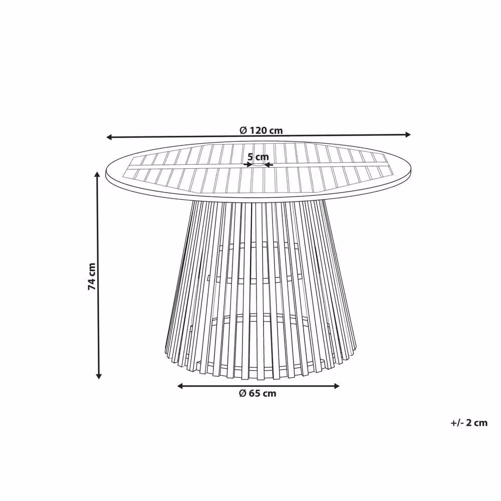 Wyld and Coco Acacia Round Outdoor Dining Table, Light Brown, Diameter: 120 cm – 3
