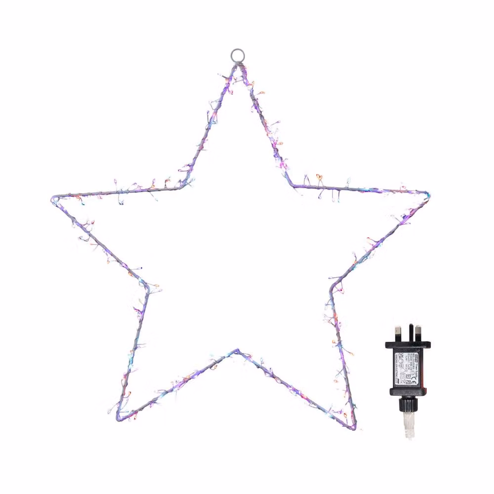 Samuel Alexander White Metal Hanging Christmas Star Decoration with 280 Multicolour Rainbow LEDs, 60 cm – 2