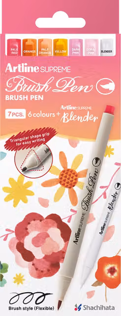 Artline Supreme Brush Pens in Pink, Pack of 7