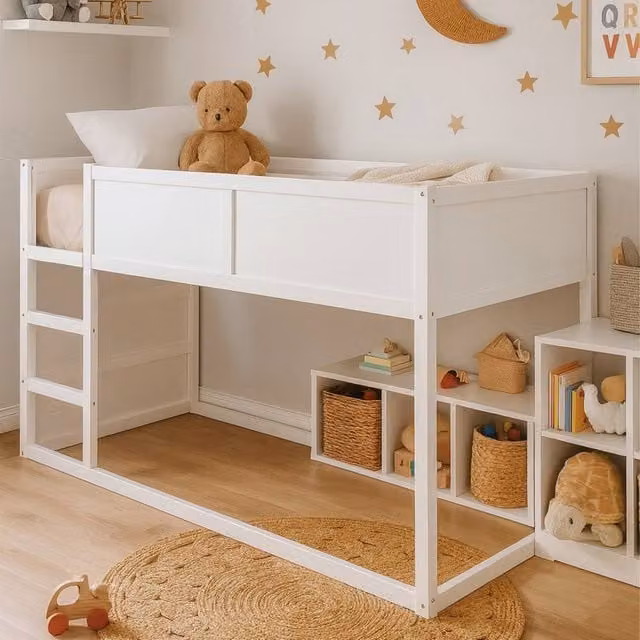 Aspire Hideout Reversible Midsleeper Solid Wood Children's Bed Frame in White, W/D/H: 90 x 190 cm