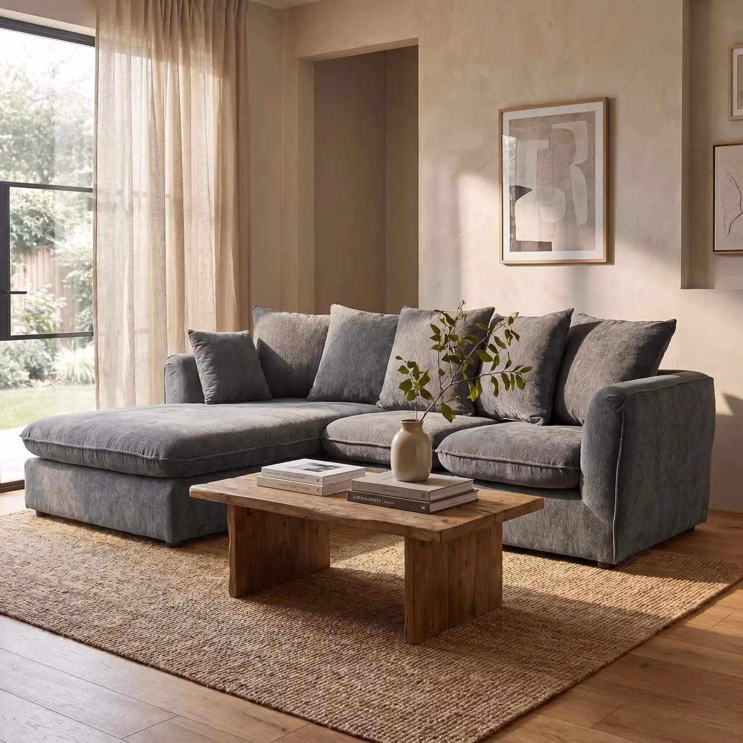 Abakus Direct Lucas Left Facing Corner Sofa in Grey Velvet Chenille – 3