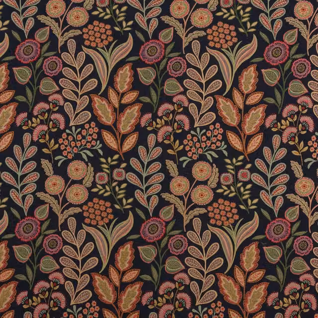 Terrys Nature Floral Woven Fabric in Blue, Green and Beige