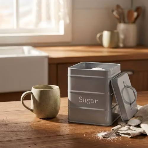 Harbour Housewares Metal Sugar Storage Canister with Airtight Lid, Grey – 2