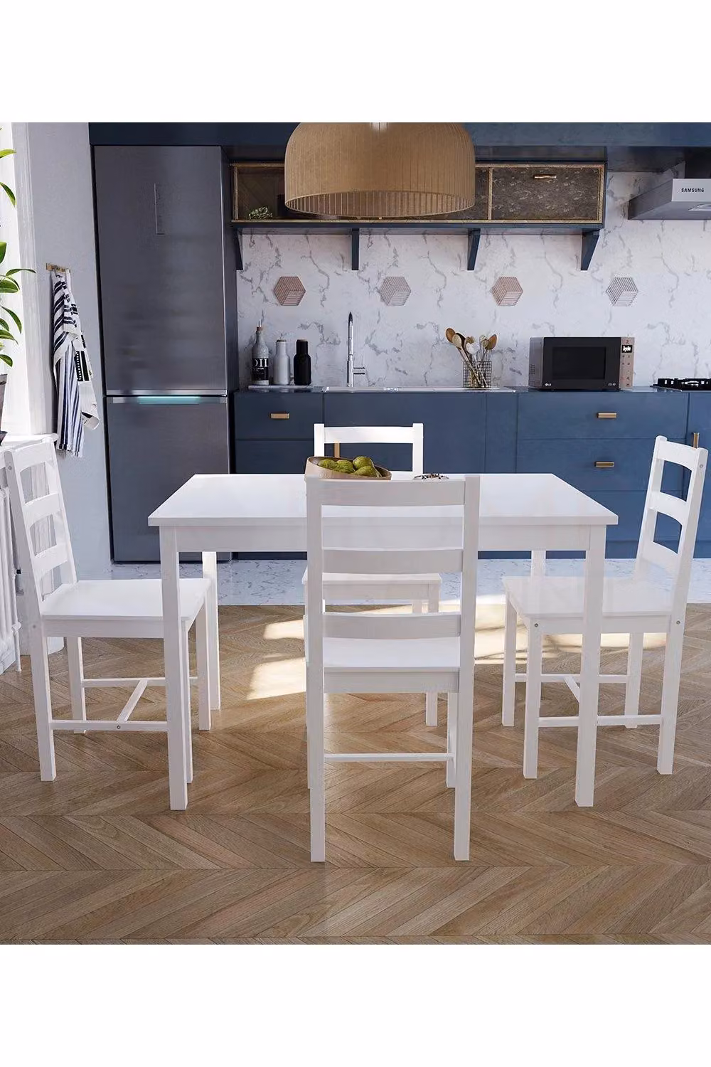 Vida Designs Yorkshire 4 Seater Dining Set in White Solid Pine – 3