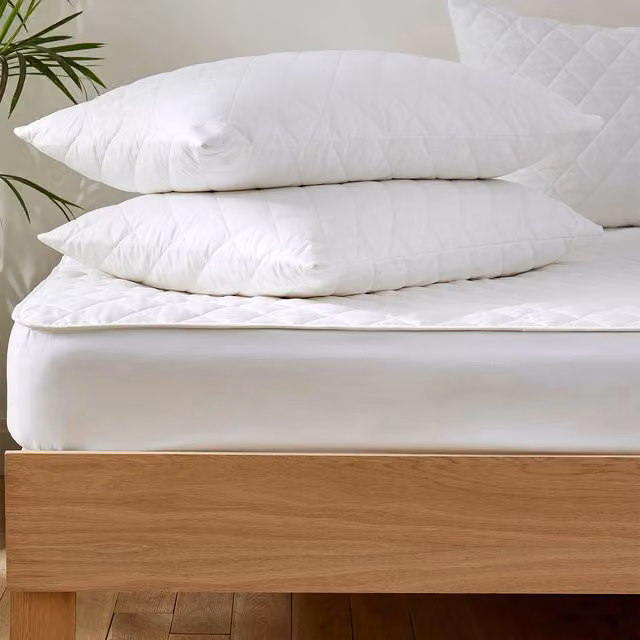 Martex Naturals White Cotton Quilted Mattress and Pillow Protector Set, W: 140 cm, L: 200 cm