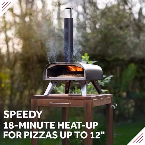 George Foreman Portable Dual Fuel Pizza Oven, BBQ and Smoker in Black with Carry Bag and Paddle