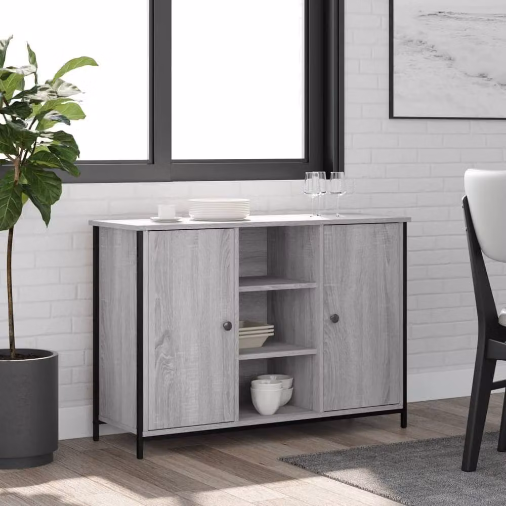 Berkfield Home Sonoma Grey Sideboard in Engineered Wood, W/D/H: 100 x 35 x 70 cm – 2