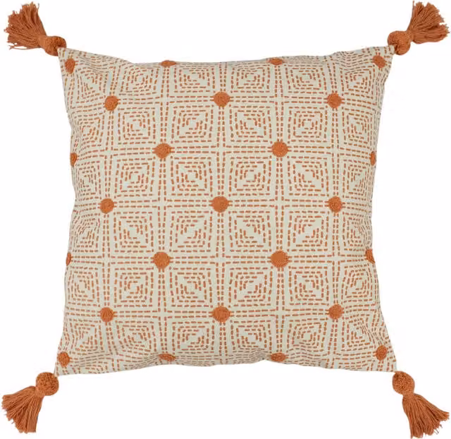 Make it a Home Chia Tufted Cotton and Polyester Cushion in Coral
