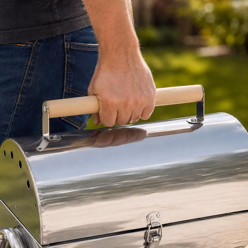 Marco Paul Portable Folding Stainless Steel Charcoal Tabletop BBQ in Silver with BBQ Tool Set, W/D/H: 38 x 30 x 25 cm – 4