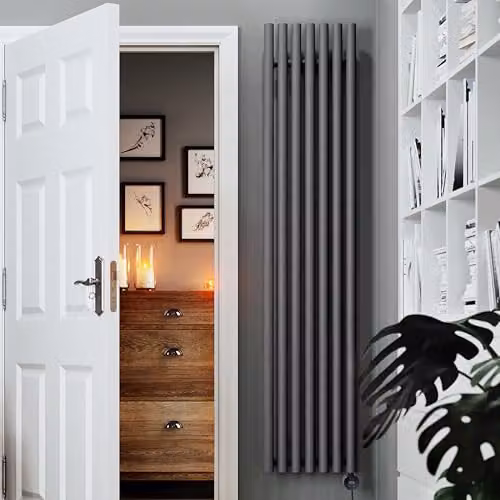 Terma Rolo Room E Electric Radiator with Wifi and App Control, Modern Grey, H x W: 180 x 37 cm