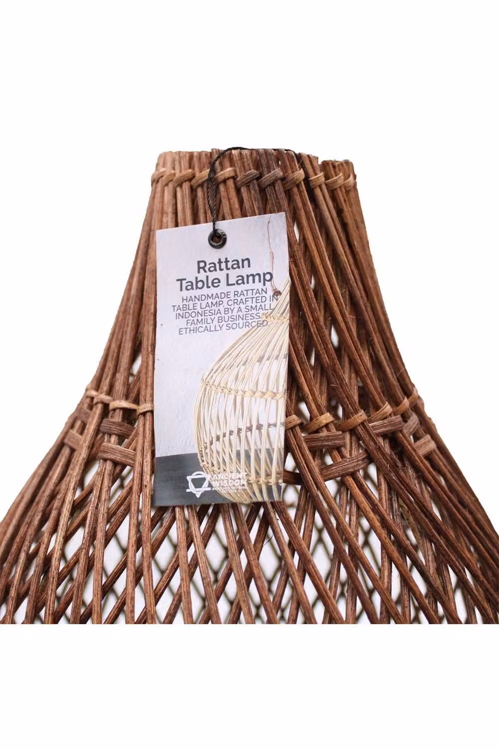 KDMD Natural Rattan Table Lamp in Brown, Boho Style, Height: 39 cm – 2