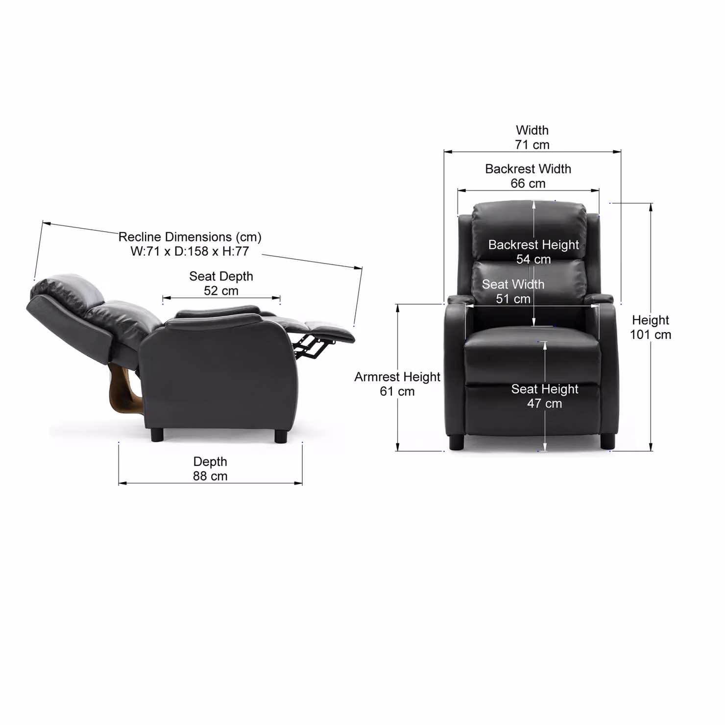 More4Homes Churwell Grey Bonded Leather Pushback Recliner Armchair – 6
