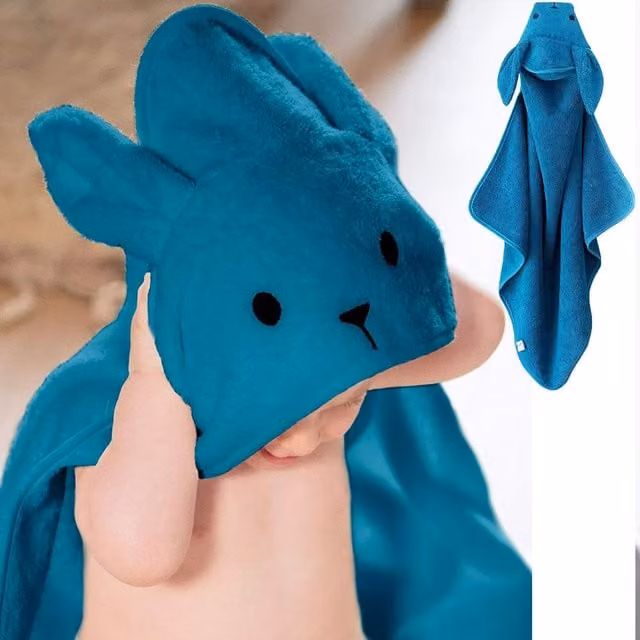 HYGRAD Newborn Baby Hooded Towel in Petrol Blue